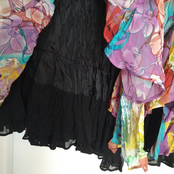Alberto Makali - Floral Fluffy Ruffled Asymmetrical Swing Skirt - 12 - Picture 5 of 9